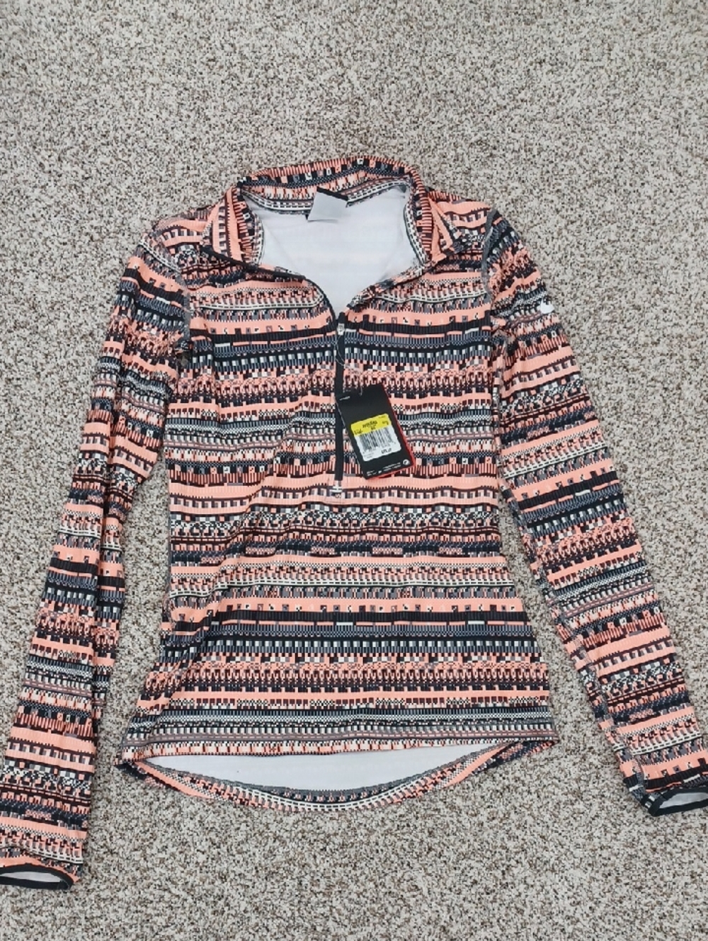 Nike Striped Cantelope Orange and Black Half-Zip Pullover Size Small
